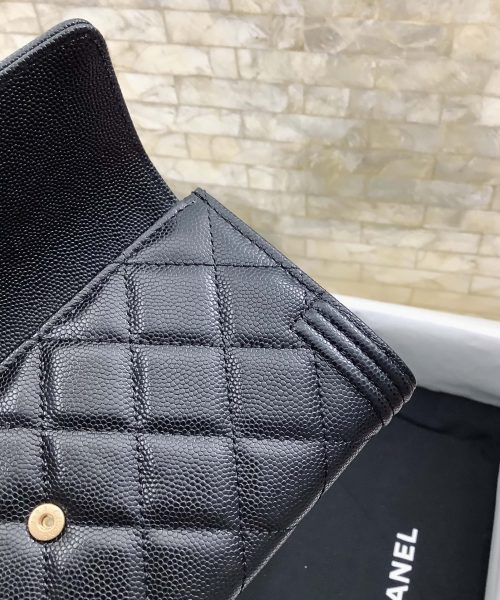 1:1 Replica Chanel CO-CO Long Flap Wallet 19.5cm/7.7in Gold Hardware For Women Black