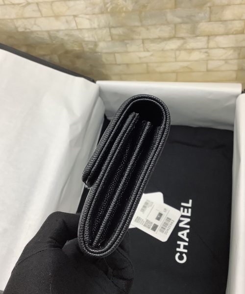 1:1 Replica Chanel CO-CO Long Flap Wallet 19.5cm/7.7in Silver Hardware For Women Black