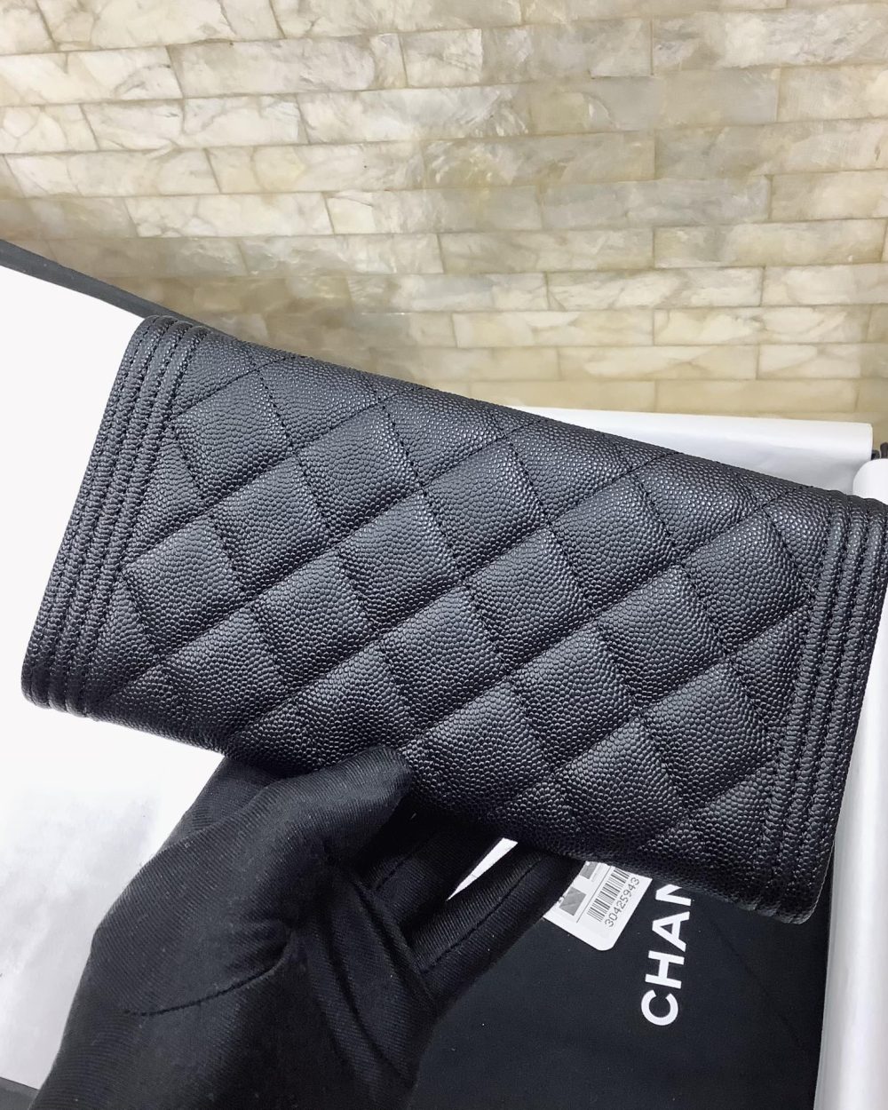 1:1 Replica Chanel CO-CO Long Flap Wallet 19.5cm/7.7in Silver Hardware For Women Black