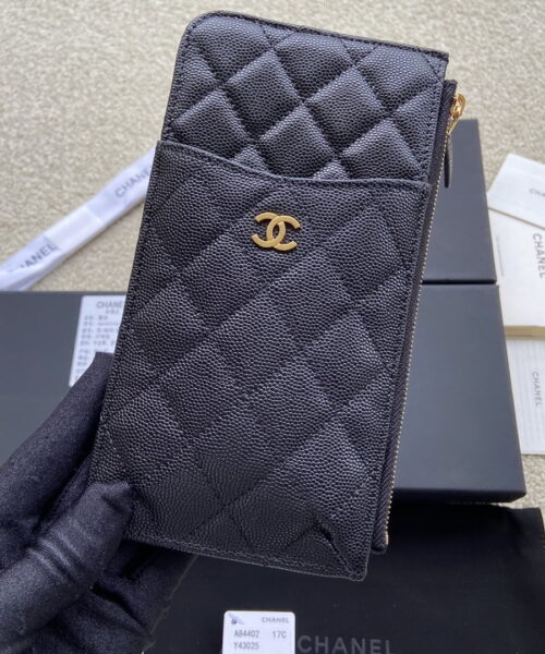 Chanel CO-CO Mini Pouch Wallet 19.5cm/7.7in Gold Hardware For Women Black