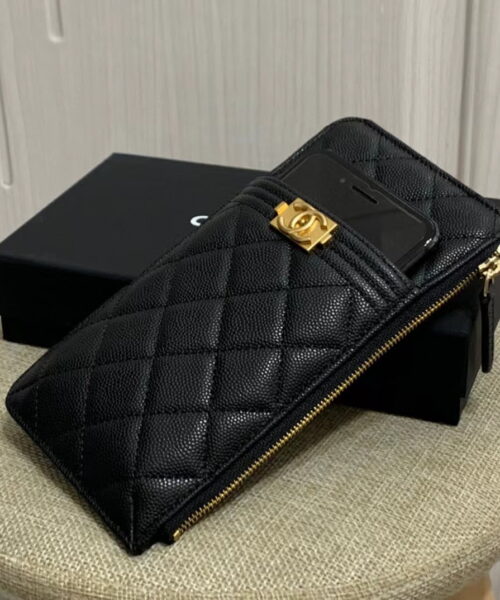 Chanel CO-CO Mini Pouch Wallet 19cm/7.5in Gold Hardware For Women Black