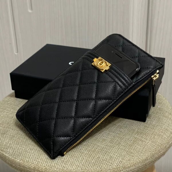 Chanel CO-CO Mini Pouch Wallet 19cm/7.5in Gold Hardware For Women Black
