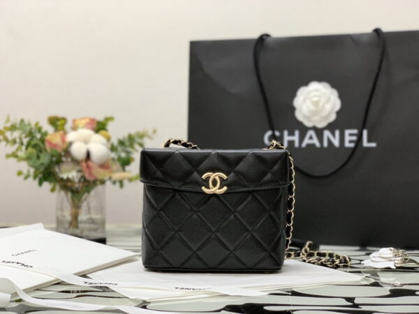 Chanel CO-CO Small Box Bag 15cm/5.9in Gold Hardware For Women Black