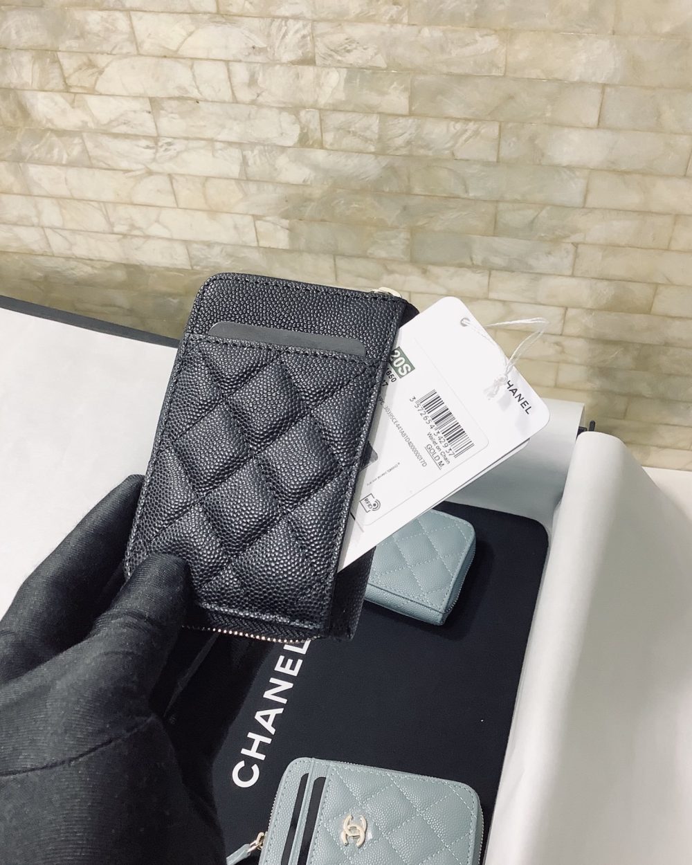 1:1 Replica Chanel CO-CO Small Card Holder Wallet 11cm/4.3in Gold Hardware For Women Black