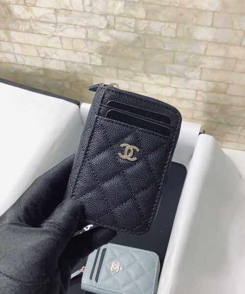 Chanel CO-CO Small Card Holder Wallet 11cm/4.3in Gold Hardware For Women Black