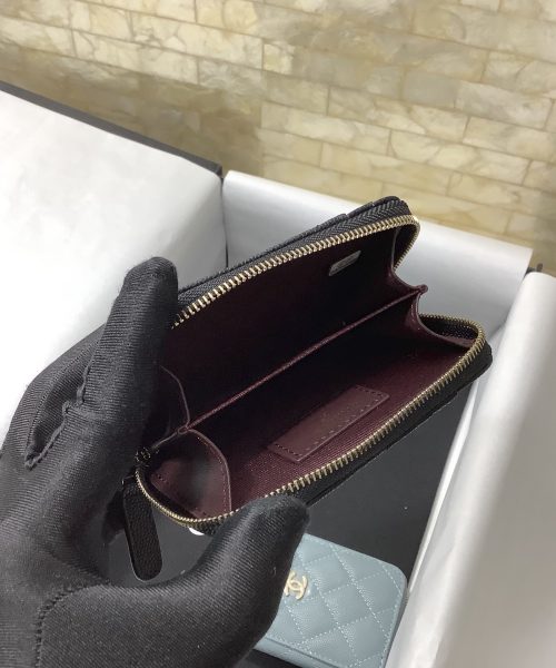 1:1 Replica Chanel CO-CO Small Card Holder Wallet 11cm/4.3in Gold Hardware For Women Black