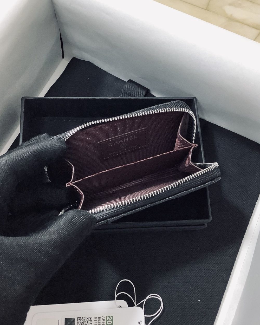 1:1 Replica Chanel CO-CO Small Card Holder Wallet 11cm/4.3in Silver Hardware For Women Black