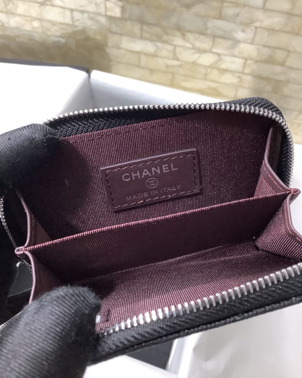 1:1 Replica Chanel CO-CO Small Card Holder Wallet 11cm/4.3in Silver Hardware For Women Black