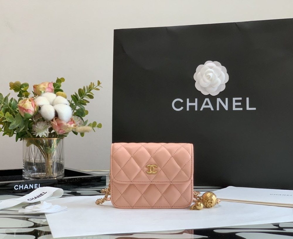 1:1 Replica Chanel CO-CO Wallet On Chain 10cm/3.9in Gold Hardware For Women White