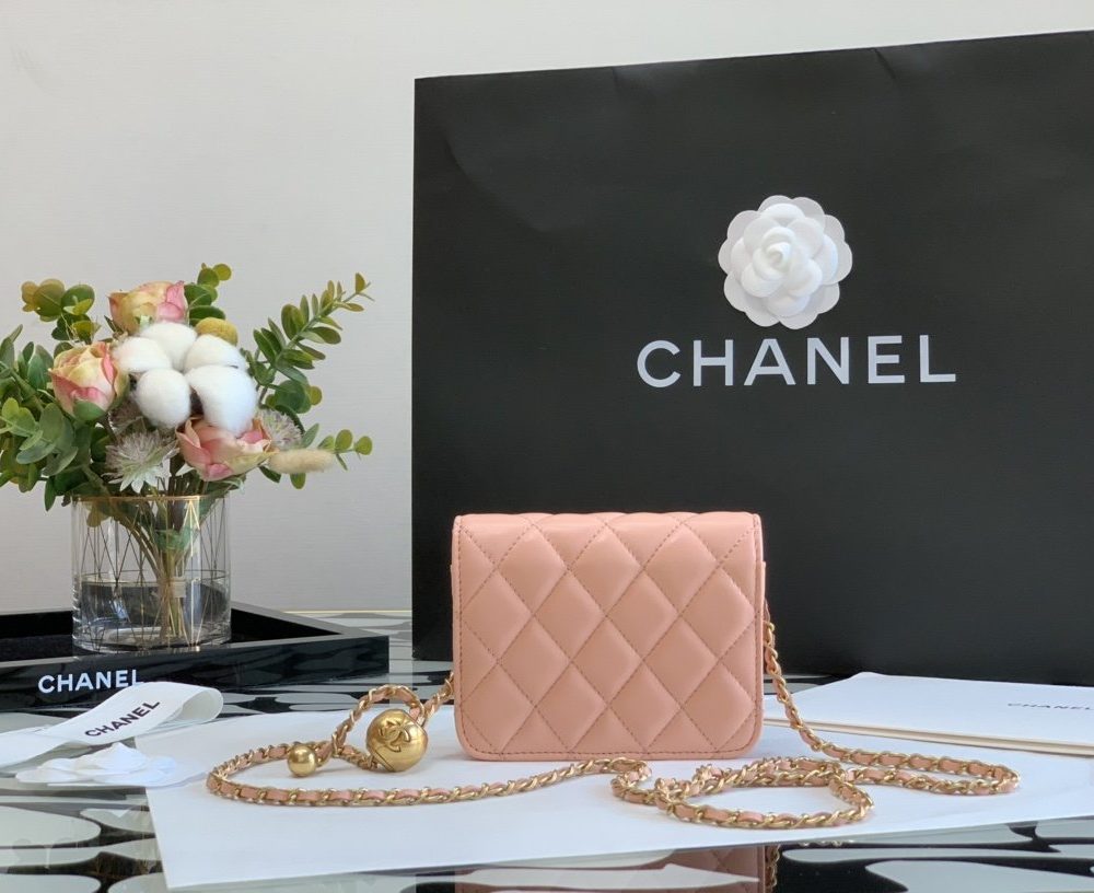 1:1 Replica Chanel CO-CO Wallet On Chain 10cm/3.9in Gold Hardware For Women White