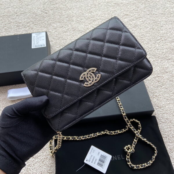 Chanel CO-CO Wallet On Chain 20cm/7.9in Gold Hardware For Women Black