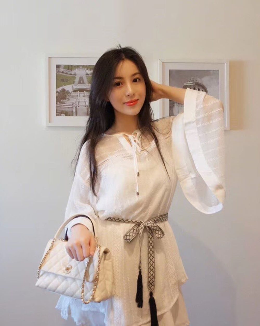 [REP 1:1] Chanel Coco Handle Quilted Lizard Handle Bag 24cm Caviar Leather Gold Hardware Spring/Summer Act 1 Collection, White