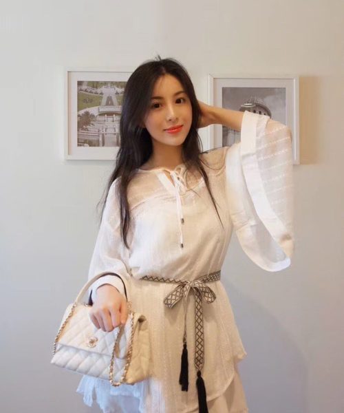 [REP 1:1] Chanel Coco Handle Quilted Lizard Handle Bag 24cm Caviar Leather Gold Hardware Spring/Summer Act 1 Collection, White
