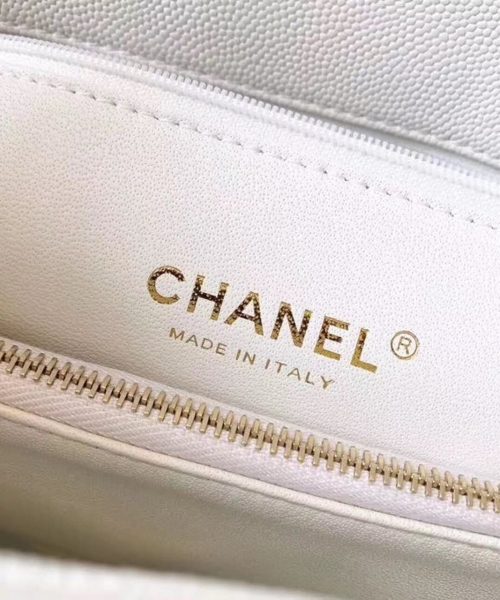 [REP 1:1] Chanel Coco Handle Quilted Lizard Handle Bag 24cm Caviar Leather Gold Hardware Spring/Summer Act 1 Collection, White