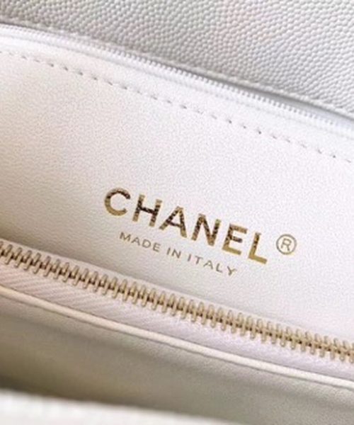 [REP 1:1] Chanel Coco Handle Quilted Lizard Handle Bag 24cm Caviar Leather Gold Hardware Spring/Summer Act 1 Collection, White
