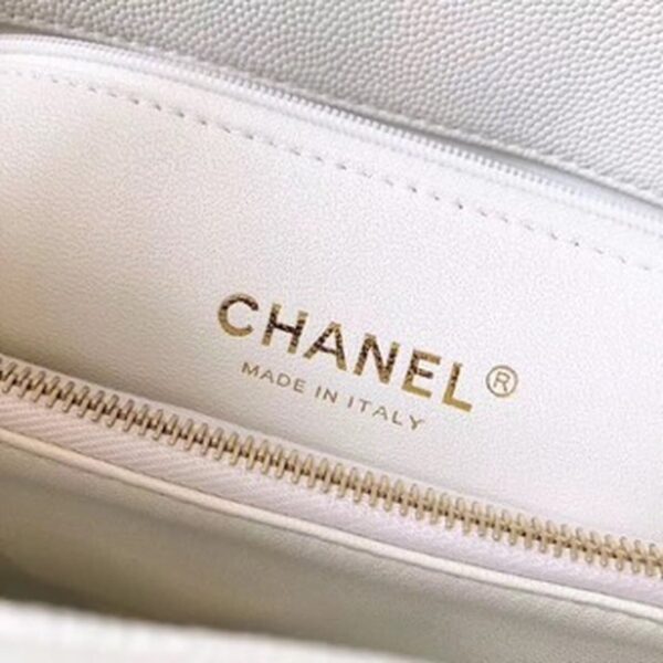 [REP 1:1] Chanel Coco Handle Quilted Lizard Handle Bag 24cm Caviar Leather Gold Hardware Spring/Summer Act 1 Collection, White