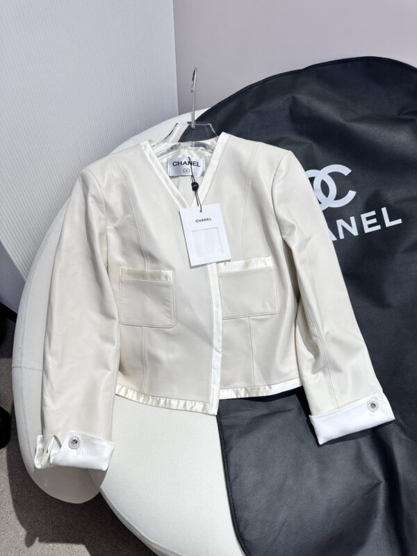 Chanel Cropped Neck Jacket White For Women