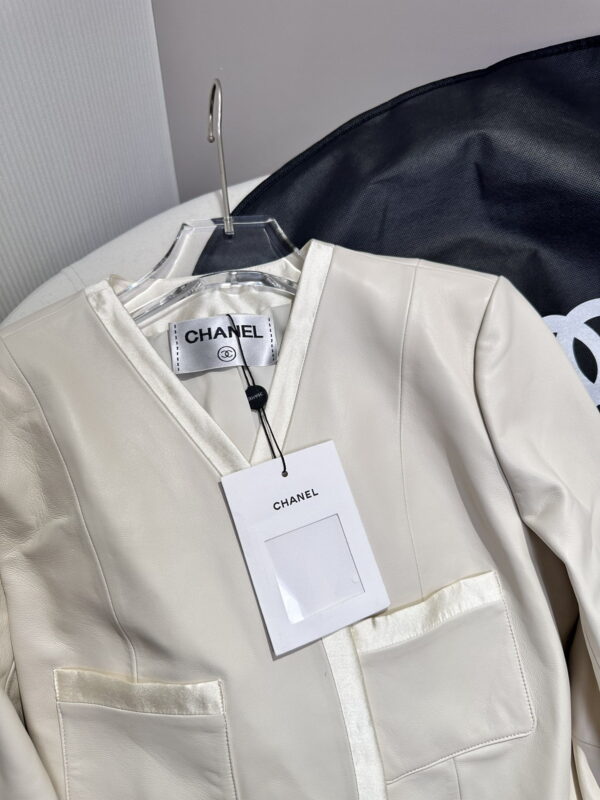 Chanel Cropped Neck Jacket White For Women