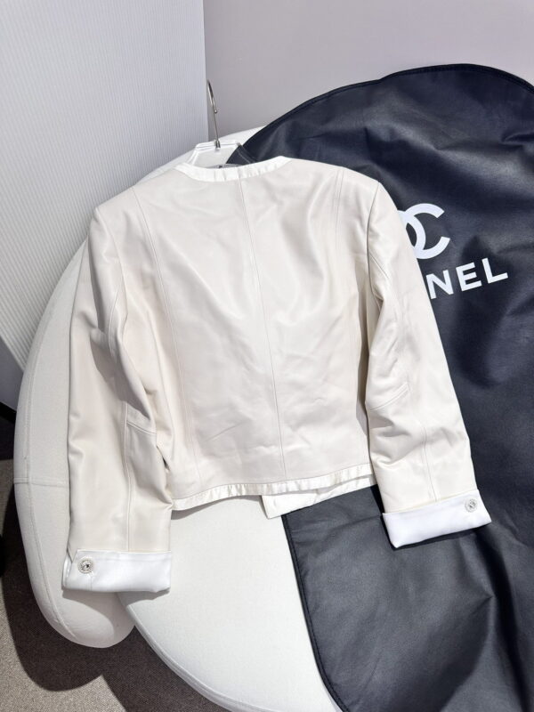 Chanel Cropped Neck Jacket White For Women