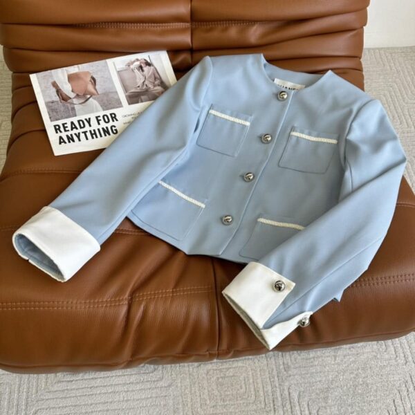 Chanel Croptop Cardigan Blue For Women