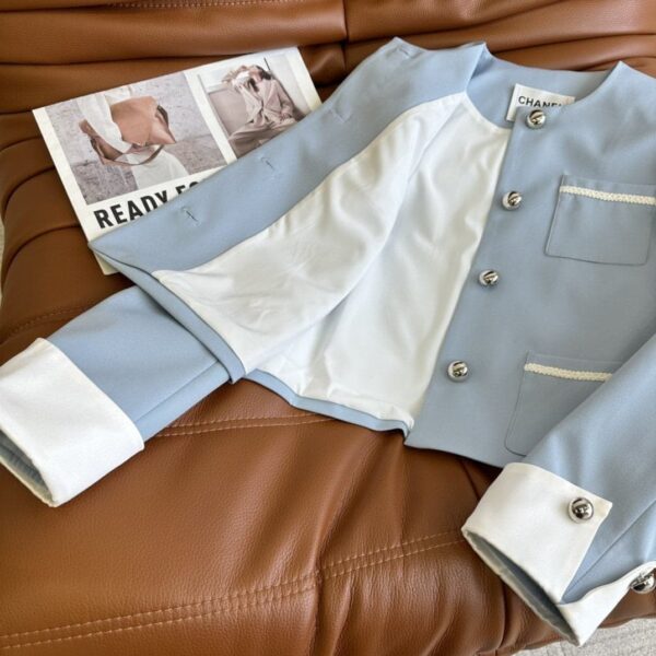 Chanel Croptop Cardigan Blue For Women