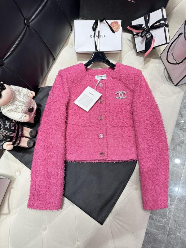 Chanel Croptop Tweed Jacket Pink For Women