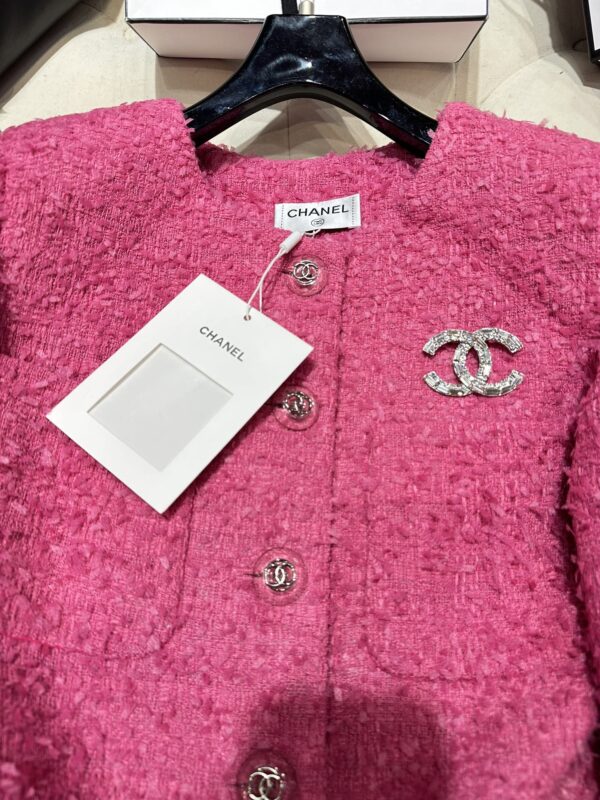 Chanel Croptop Tweed Jacket Pink For Women