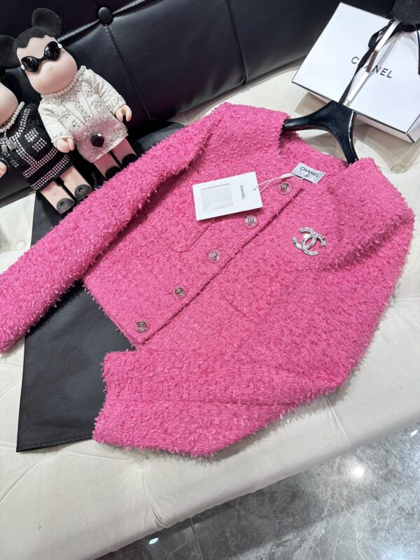 Chanel Croptop Tweed Jacket Pink For Women
