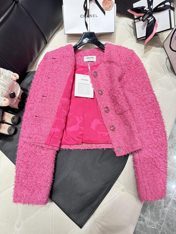 Chanel Croptop Tweed Jacket Pink For Women