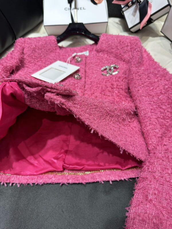 Chanel Croptop Tweed Jacket Pink For Women