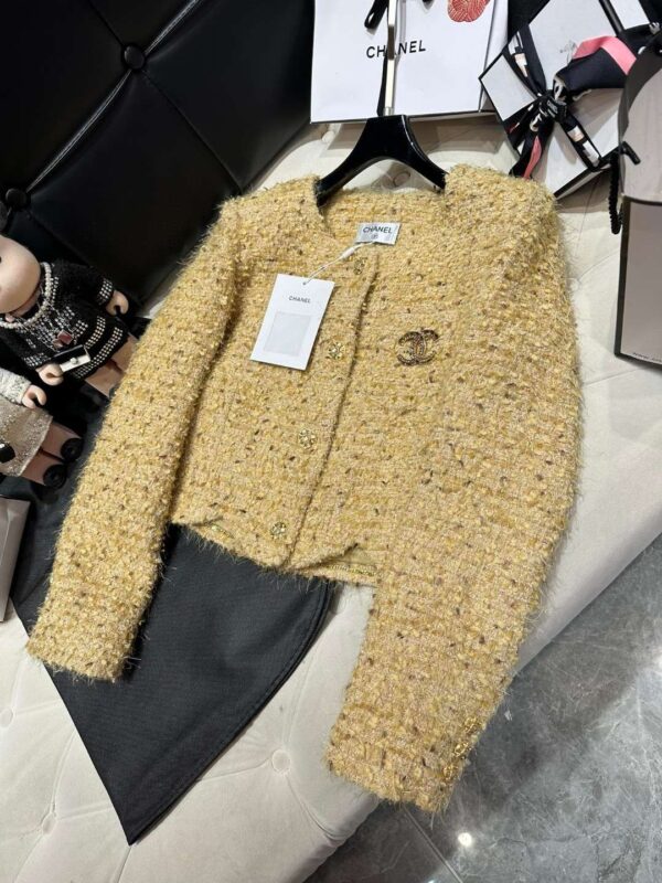 Chanel Custom Made Fabric Jacket Beige For Women