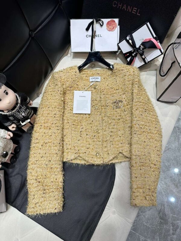 Chanel Custom Made Fabric Jacket Beige For Women