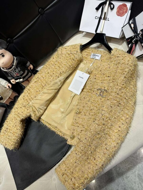Chanel Custom Made Fabric Jacket Beige For Women