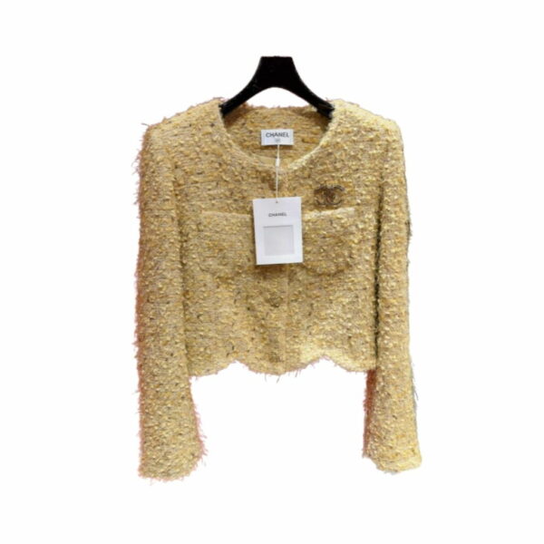 Chanel Custom Made Fabric Jacket Beige For Women