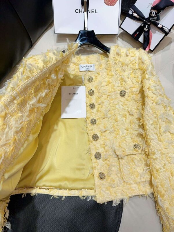 Chanel Custom Made Fabric Jacket Yellow For Women
