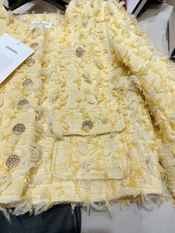 Chanel Custom Made Fabric Jacket Yellow For Women