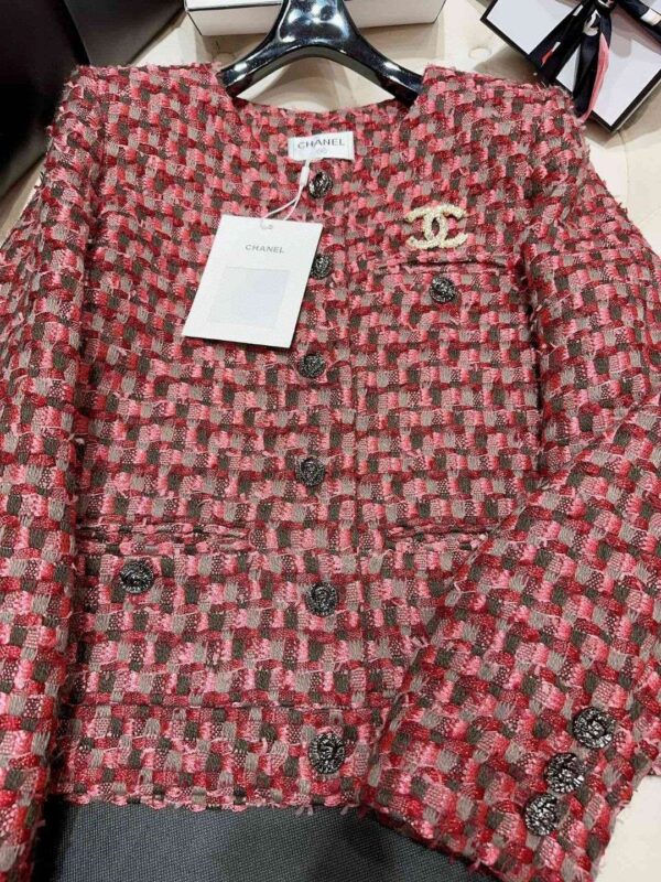 Chanel Custom Made Fabrics Jacket Burgundy For Women