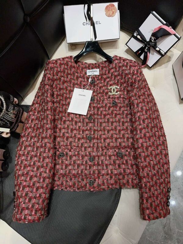 Chanel Custom Made Fabrics Jacket Burgundy For Women