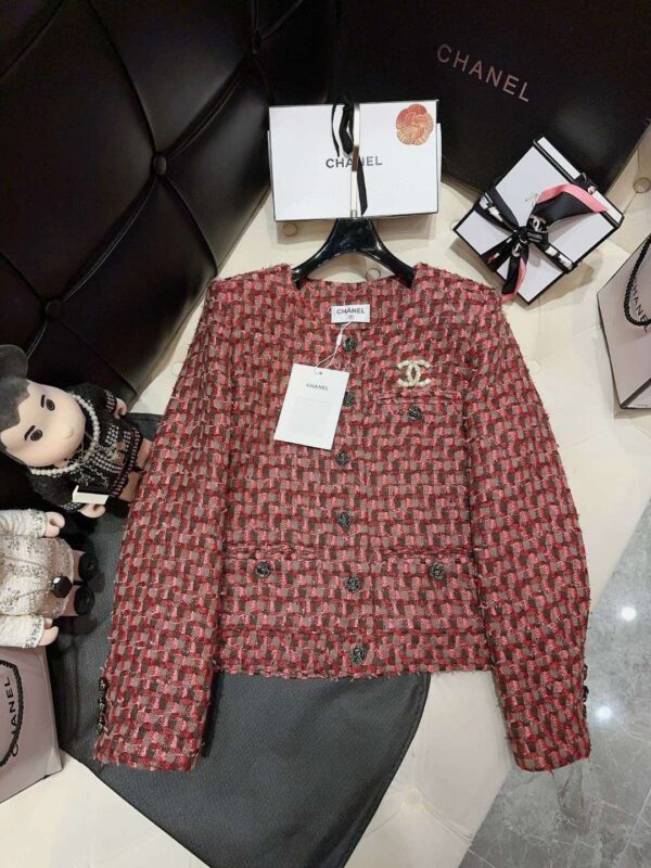 Chanel Custom Made Fabrics Jacket Burgundy For Women
