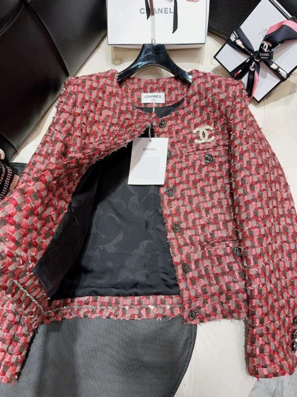 Chanel Custom Made Fabrics Jacket Burgundy For Women