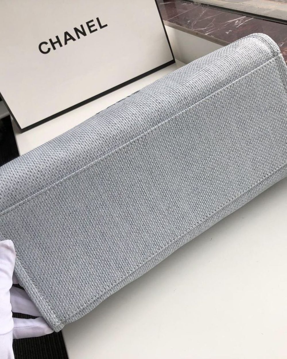 [REP 1:1] Chanel Deauville Tote 38cm White Gray For Women A66941