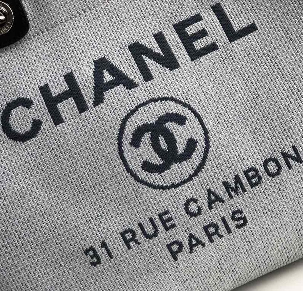 [REP 1:1] Chanel Deauville Tote 38cm White Gray For Women A66941