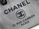 [REP 1:1] Chanel Deauville Tote 38cm White Gray For Women A66941