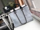 [REP 1:1] Chanel Deauville Tote 38cm White Gray For Women A66941