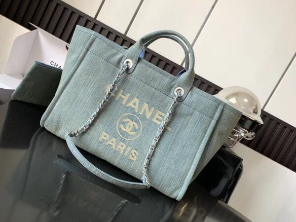 [REP 1:1] Chanel Deauville Tote Blue For Women 38cm / 14.9in