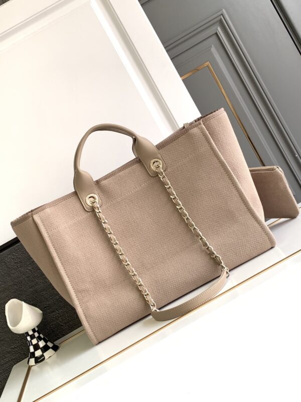 [REP 1:1] Chanel Deauville Tote Canvas Bag Beige For Women 38cm / 15in