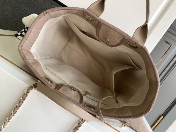 [REP 1:1] Chanel Deauville Tote Canvas Bag Beige For Women 38cm / 15in