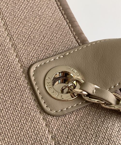 [REP 1:1] Chanel Deauville Tote Canvas Bag Beige For Women 38cm / 15in