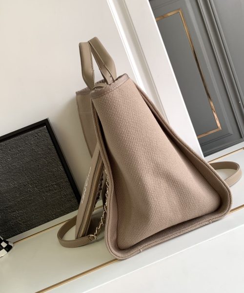 [REP 1:1] Chanel Deauville Tote Canvas Bag Beige For Women 38cm / 15in