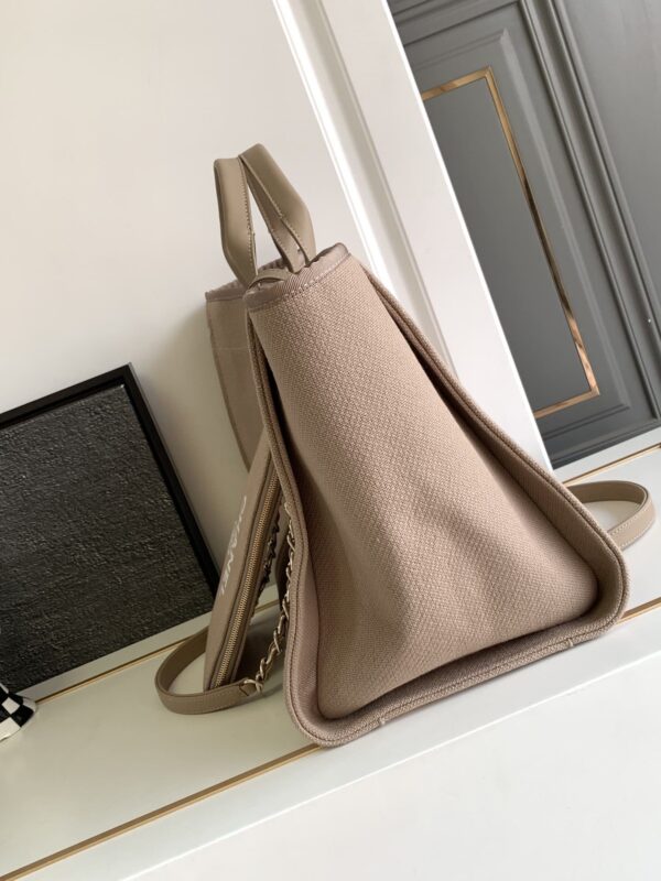 [REP 1:1] Chanel Deauville Tote Canvas Bag Beige For Women 38cm / 15in